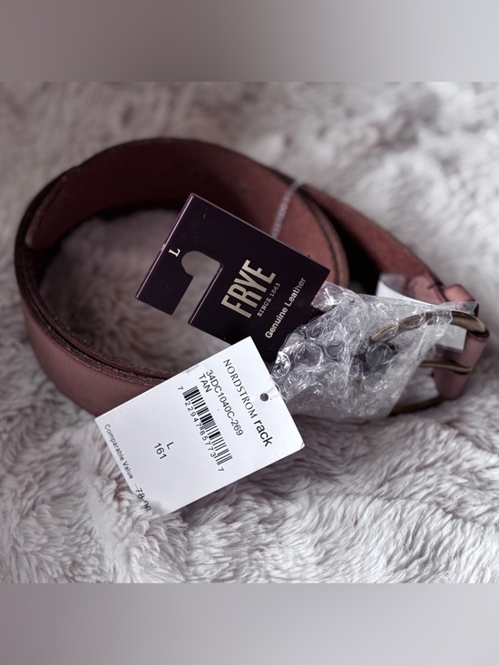 Frye Accessories - Frye Tan Genuine Leather Belt with Brushed Metal Buckle NWT